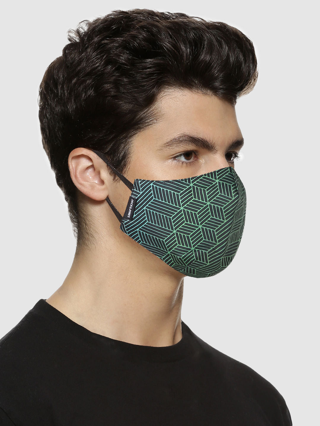 Pack of 3 Black Geometric Print B95 3 PLY Mask