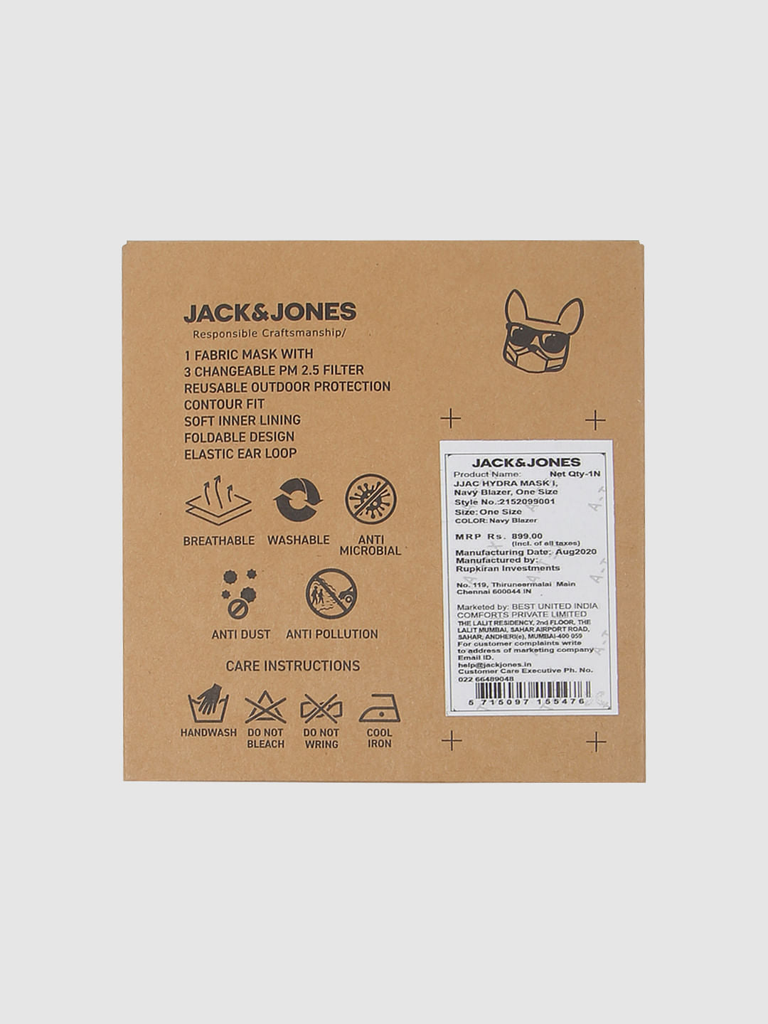 Blue All Over Print Mask with 3 Changeable PM 2.5 Filter