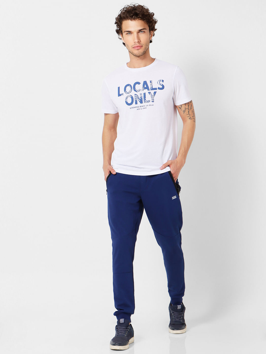 Blue Mid Rise Sweatpants
