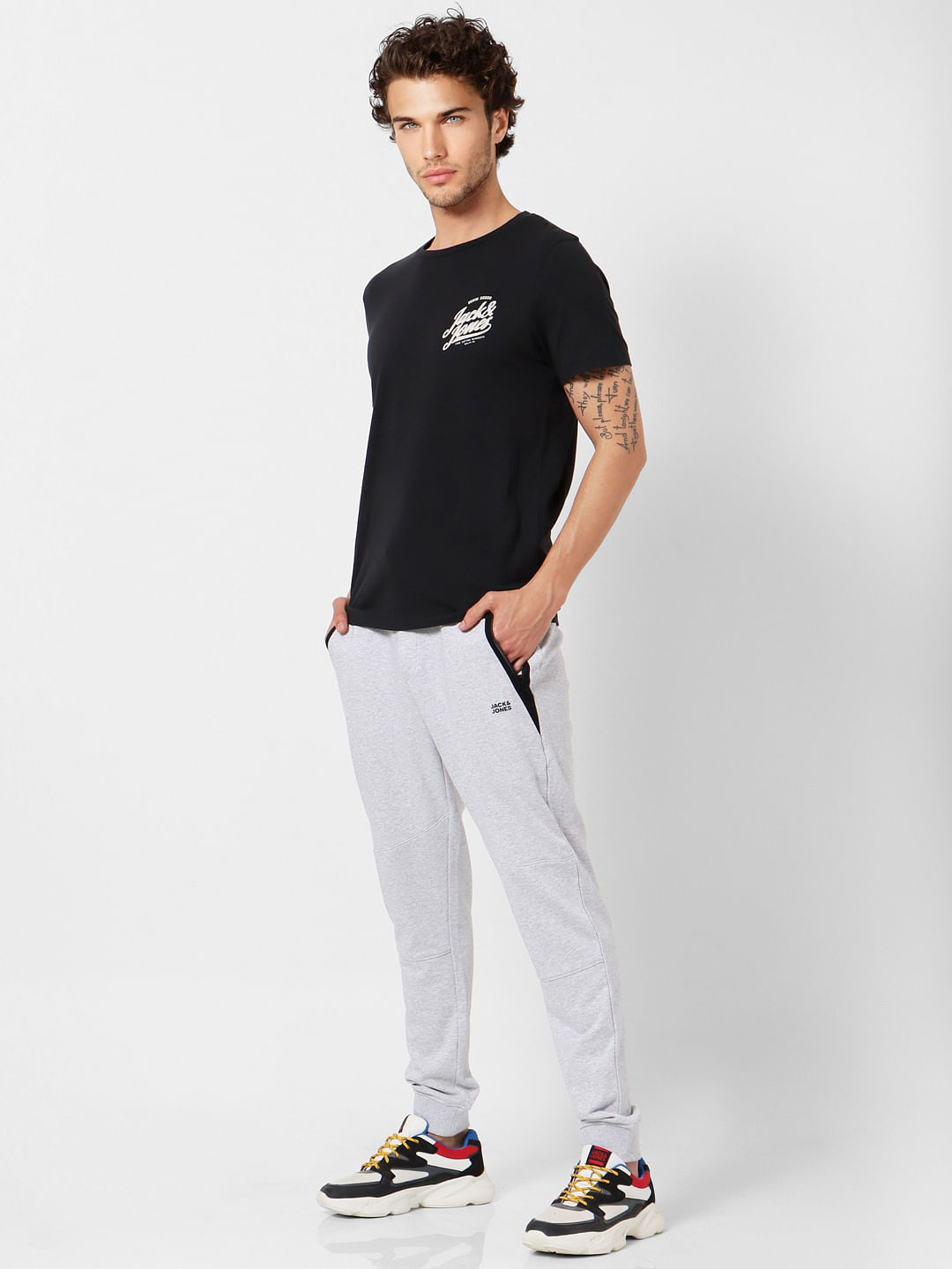 Grey Mid Rise Zip Detail Sweatpants - S