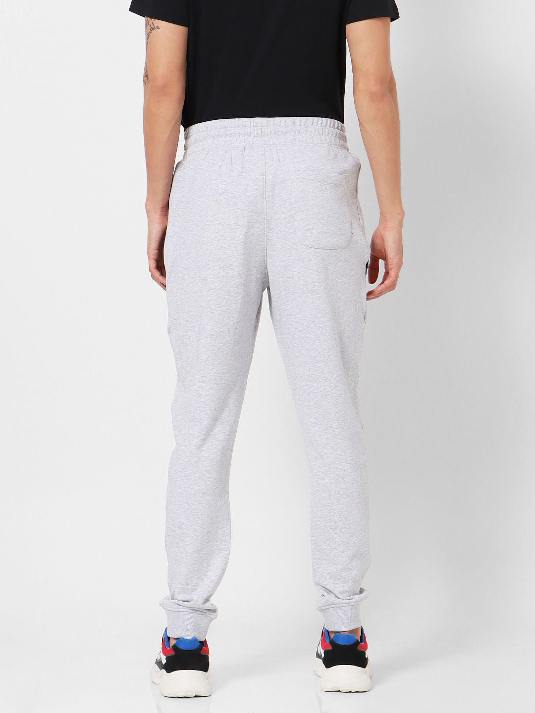 Grey Mid Rise Zip Detail Sweatpants