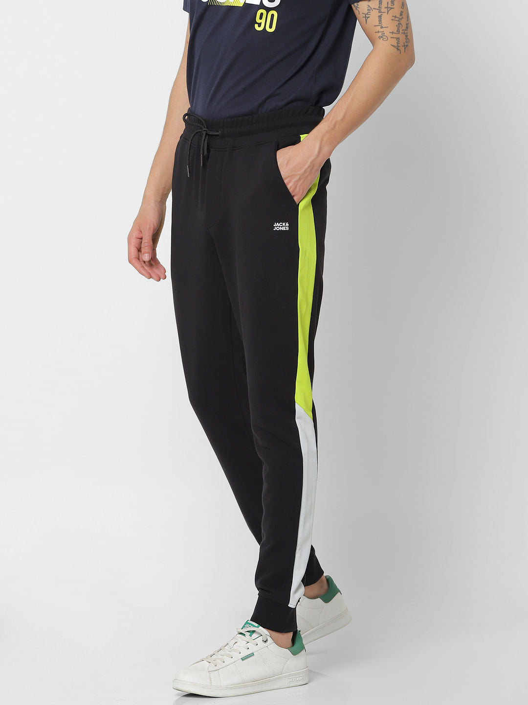 Black Mid Rise Tape Detail Sweatpants