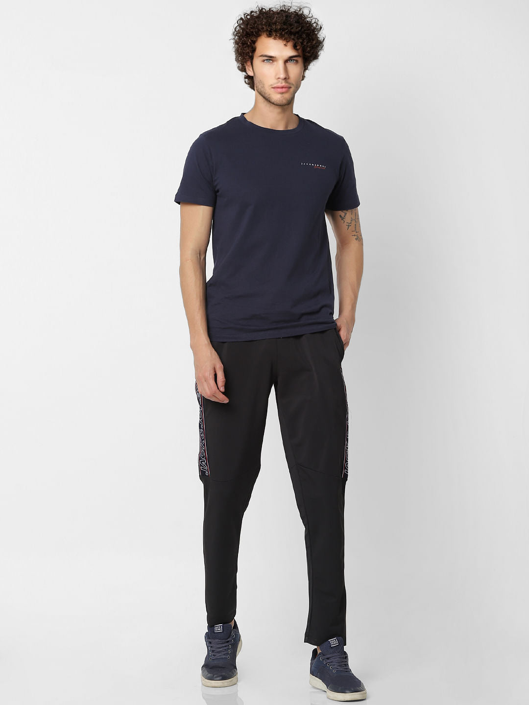Black Mid Rise Logo Print Sweatpants