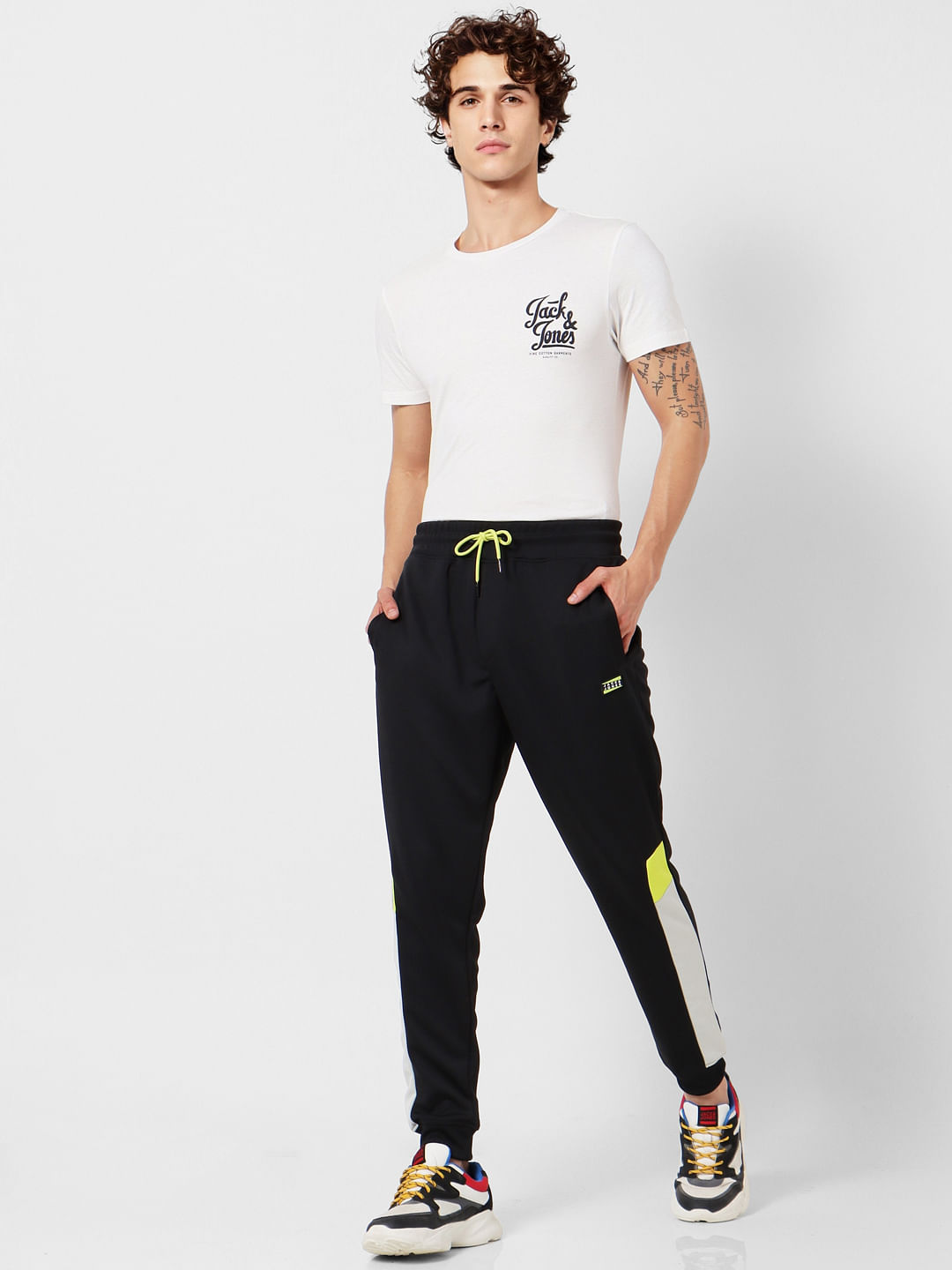 Black Mid Rise Tape Detail Sweatpants - S