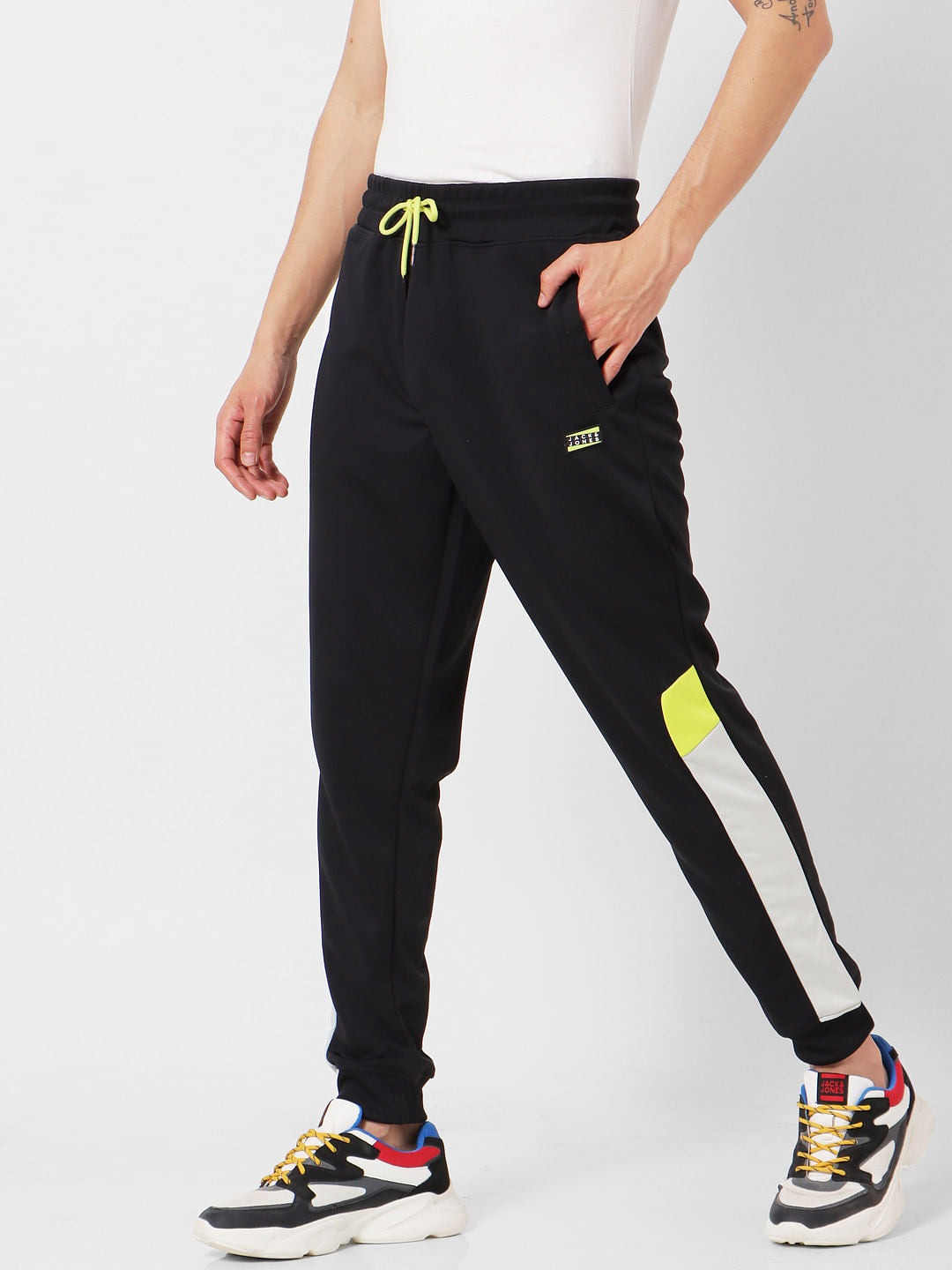 Black Mid Rise Tape Detail Sweatpants