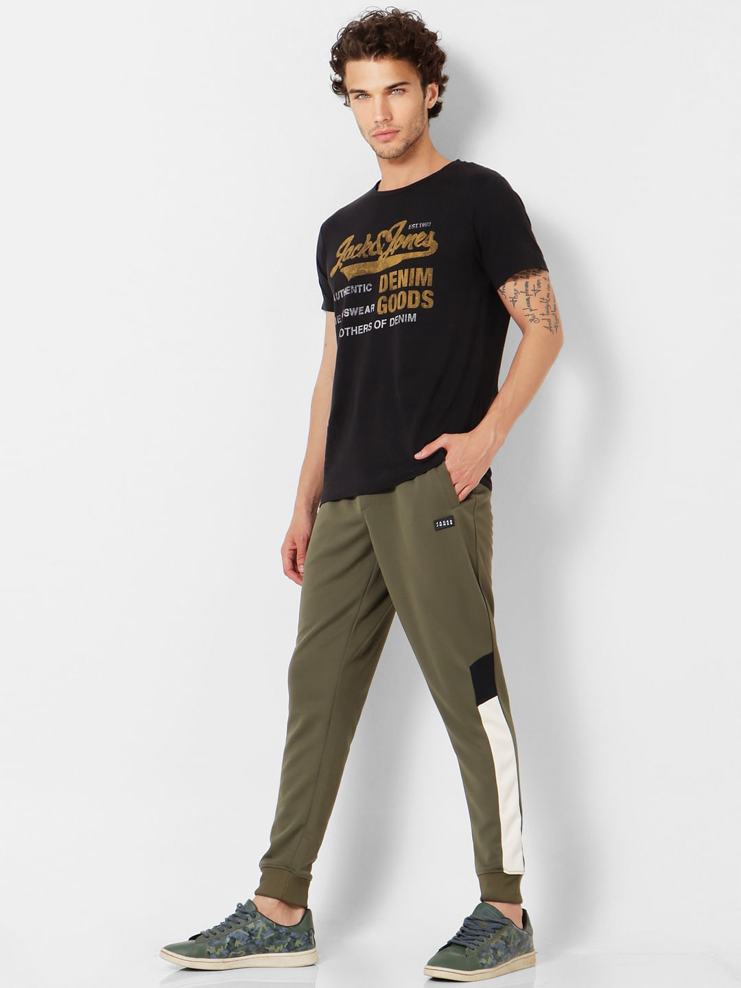 Olive Mid Rise Colourblocked Sweatpants - S
