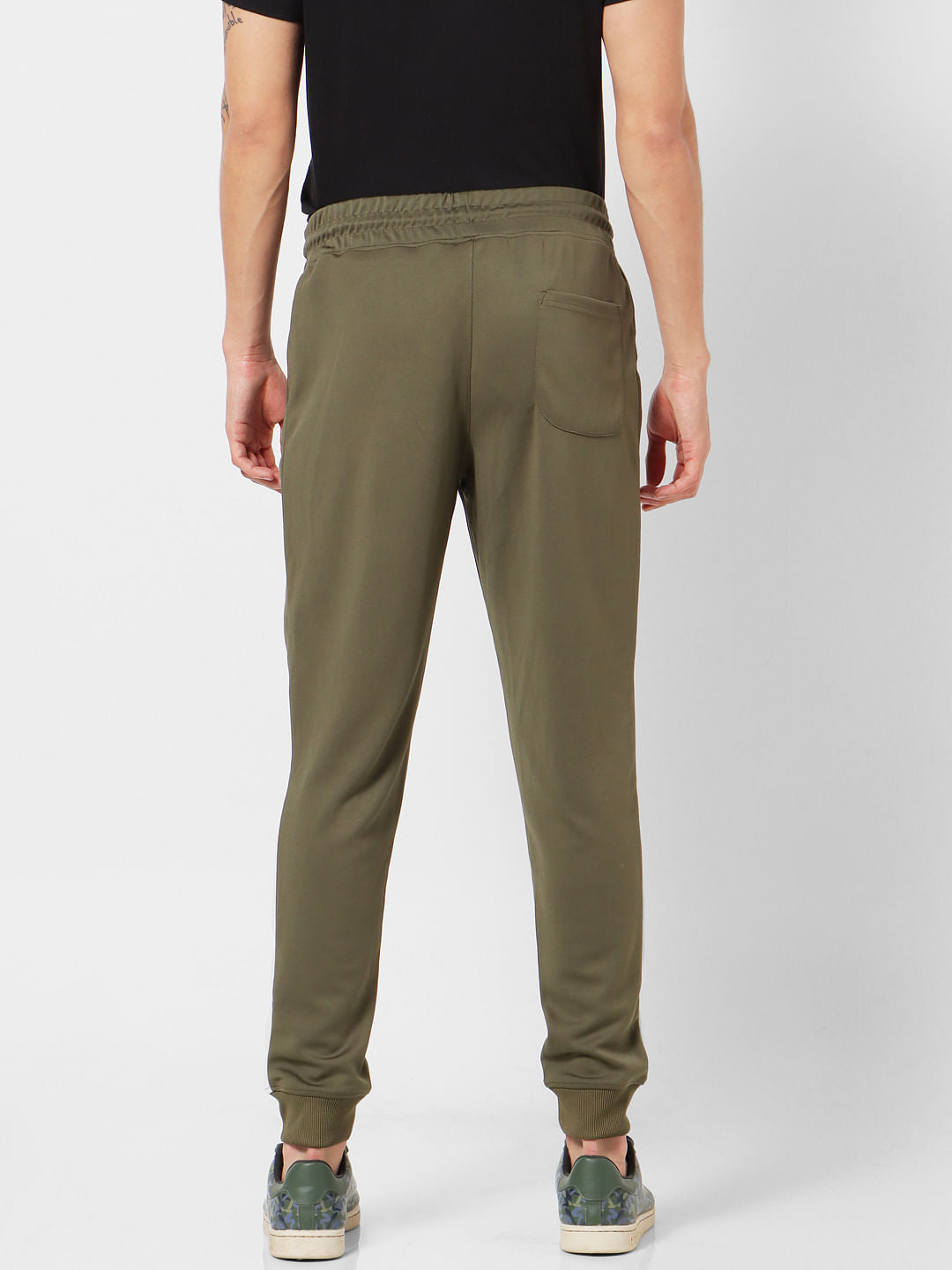Olive Mid Rise Colourblocked Sweatpants