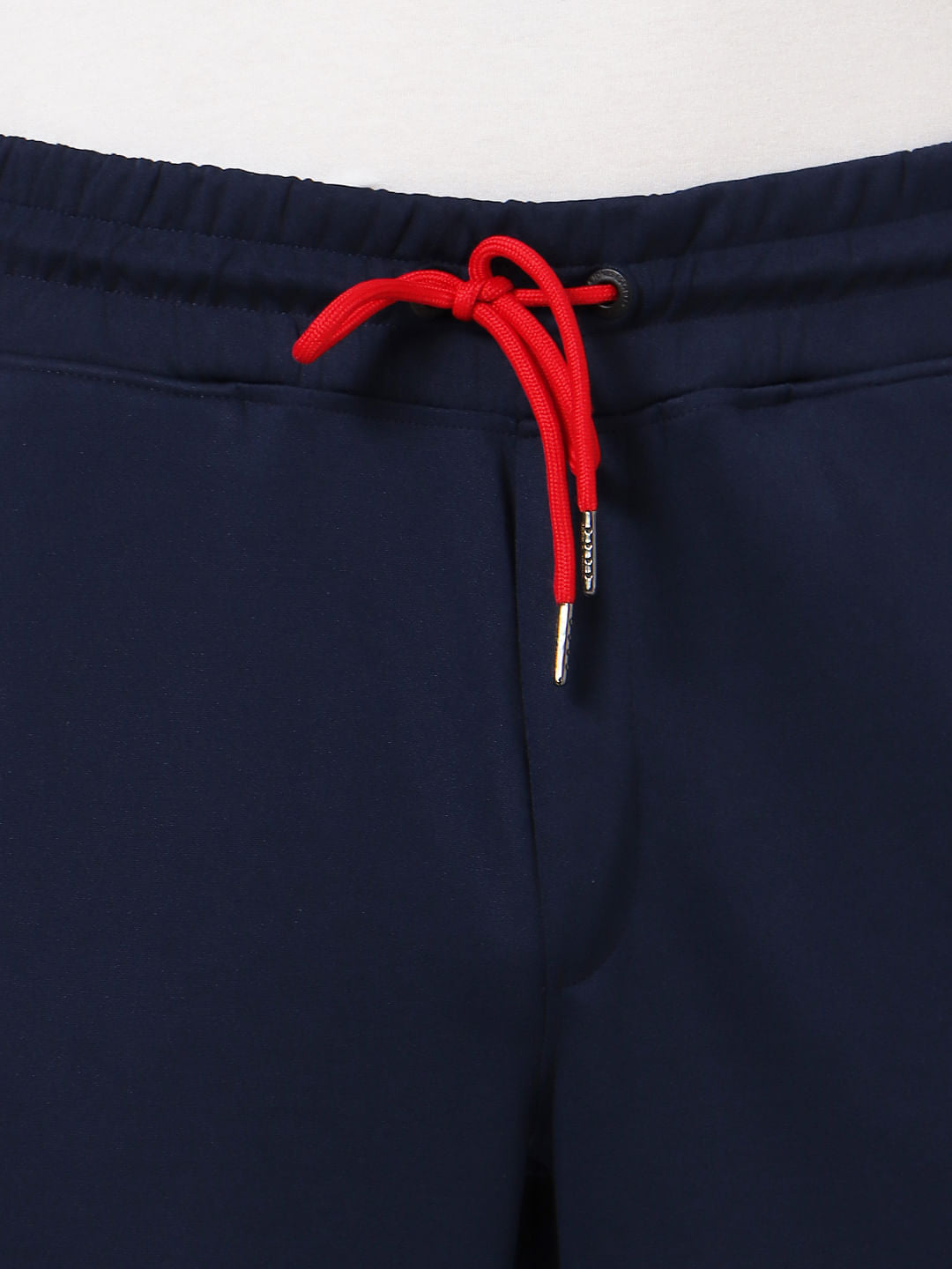 Navy Blue Mid Rise Tape Detail Sweatpants