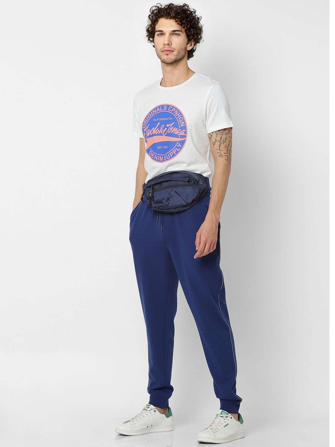 Blue Mid Rise Sweatpants