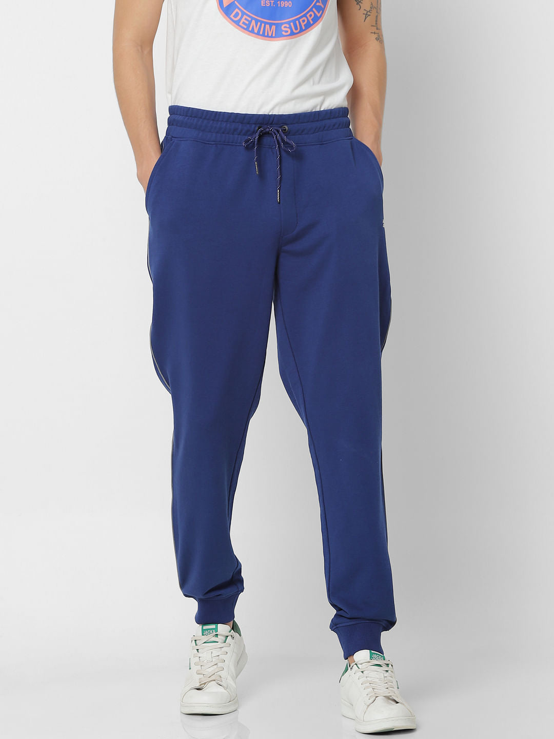 Blue Mid Rise Sweatpants