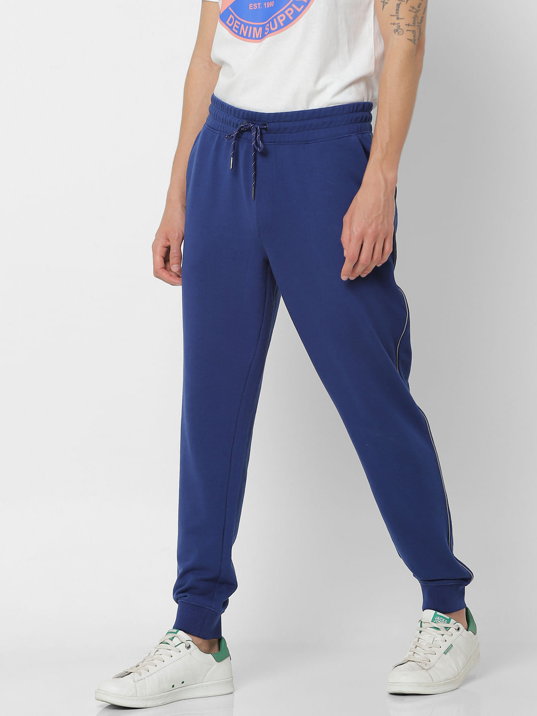 Blue Mid Rise Sweatpants