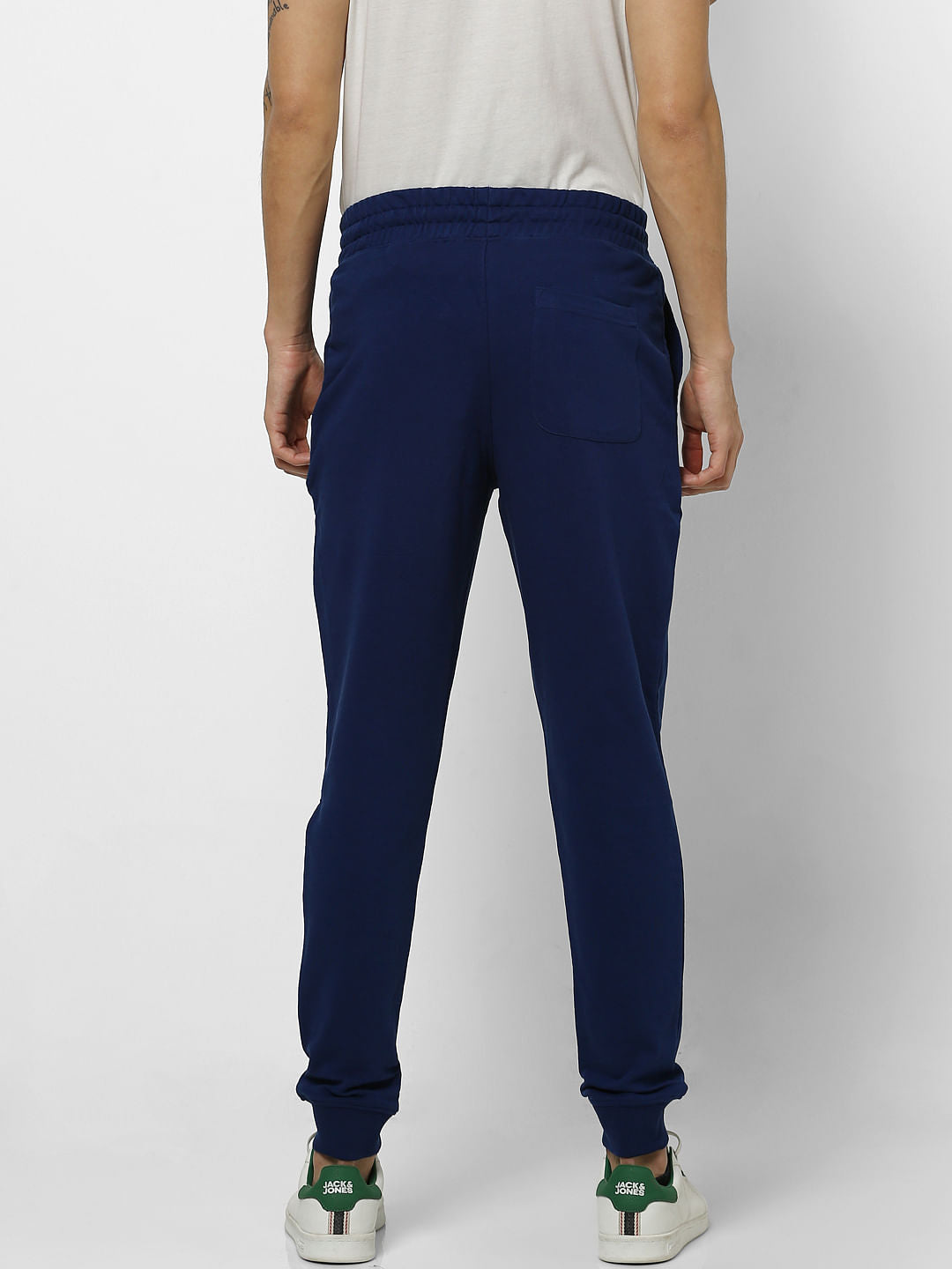 Blue Mid Rise Logo Print Sweatpants