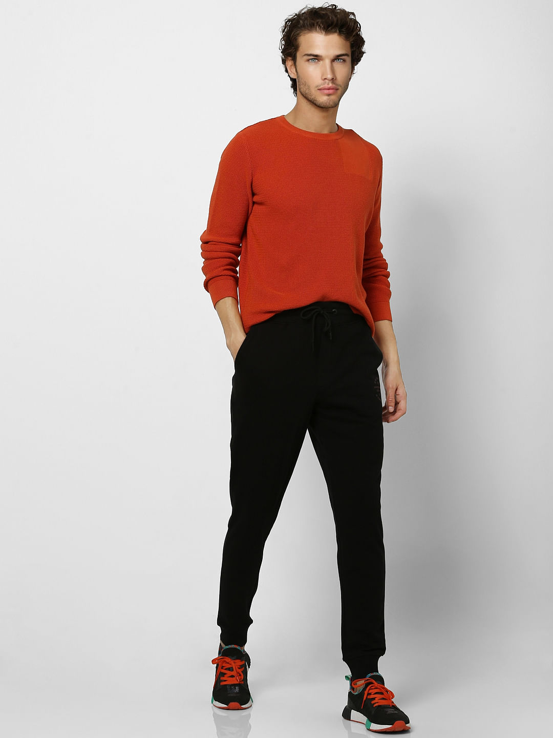 Black Mid Rise Logo Print Sweatpants - S