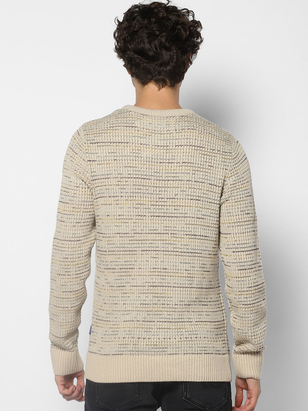 Beige Textured Knit Pullover