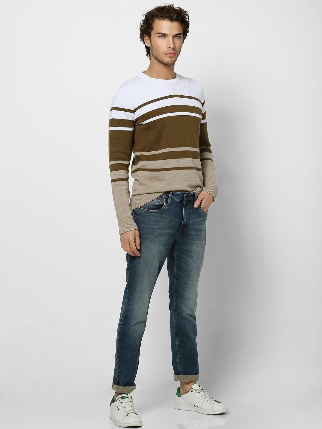 Brown Striped Pullover - S