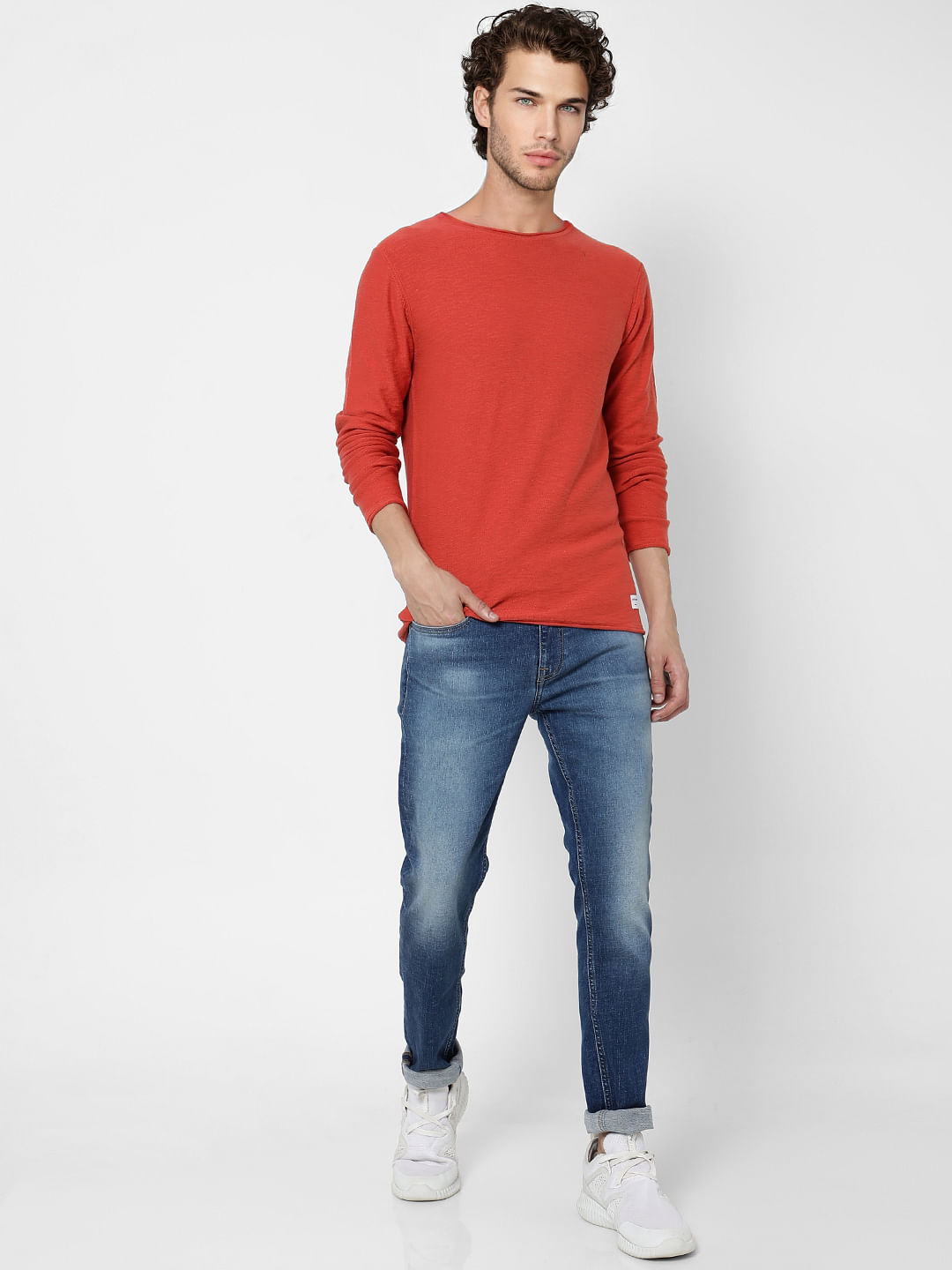 Red Knit Pullover - S