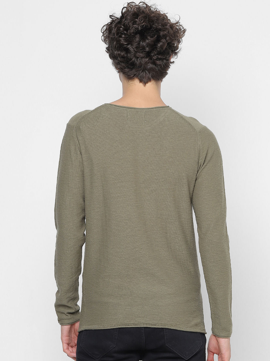 Dusky Green Slub Knit Pullover