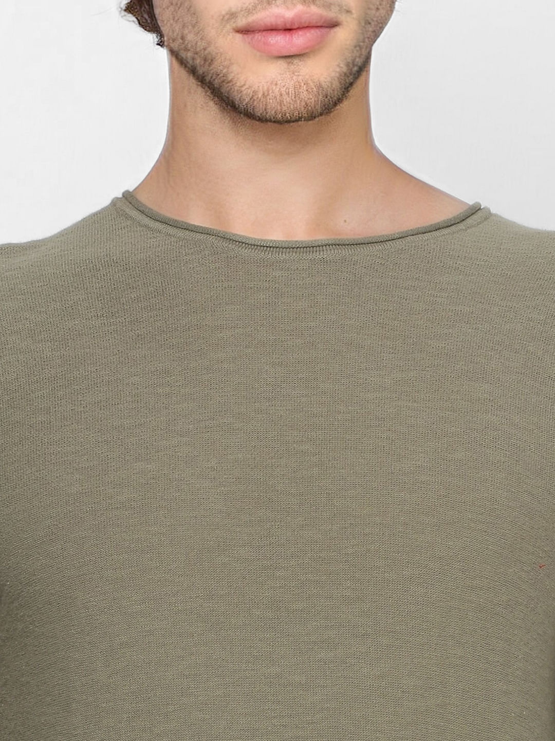 Dusky Green Slub Knit Pullover