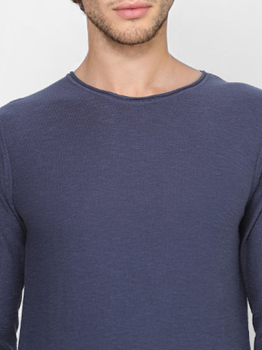Blue Slub Knit Pullover