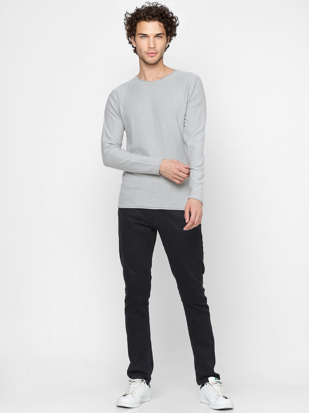 Grey Slub Knit Pullover - S