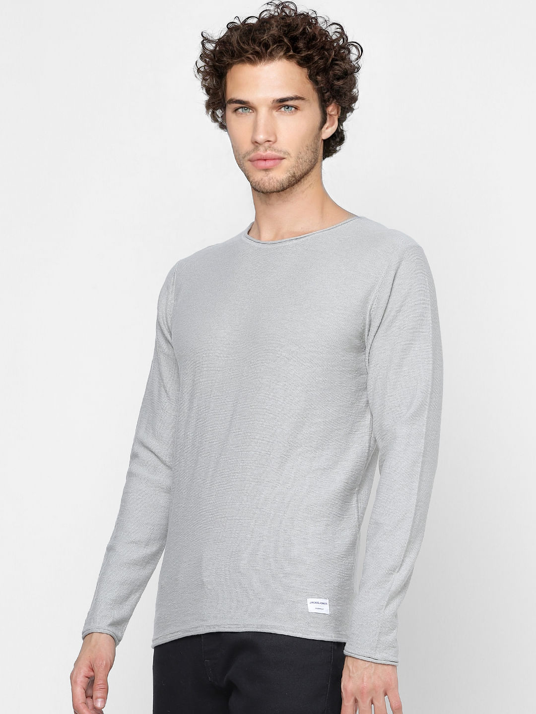 Grey Slub Knit Pullover