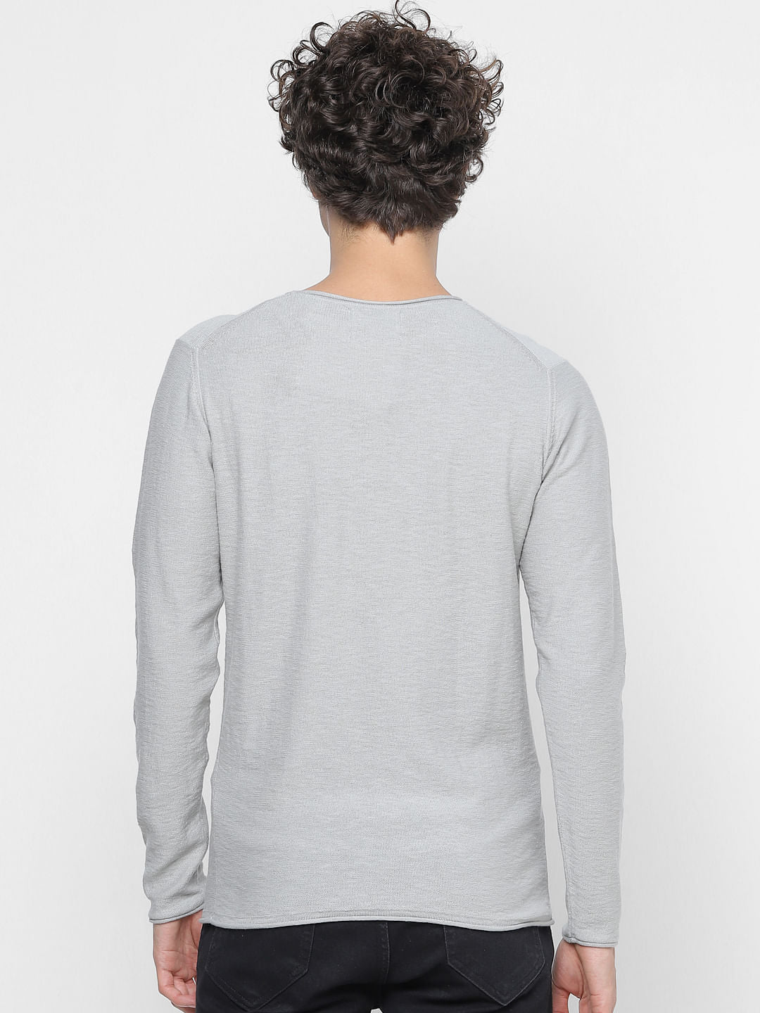 Grey Slub Knit Pullover