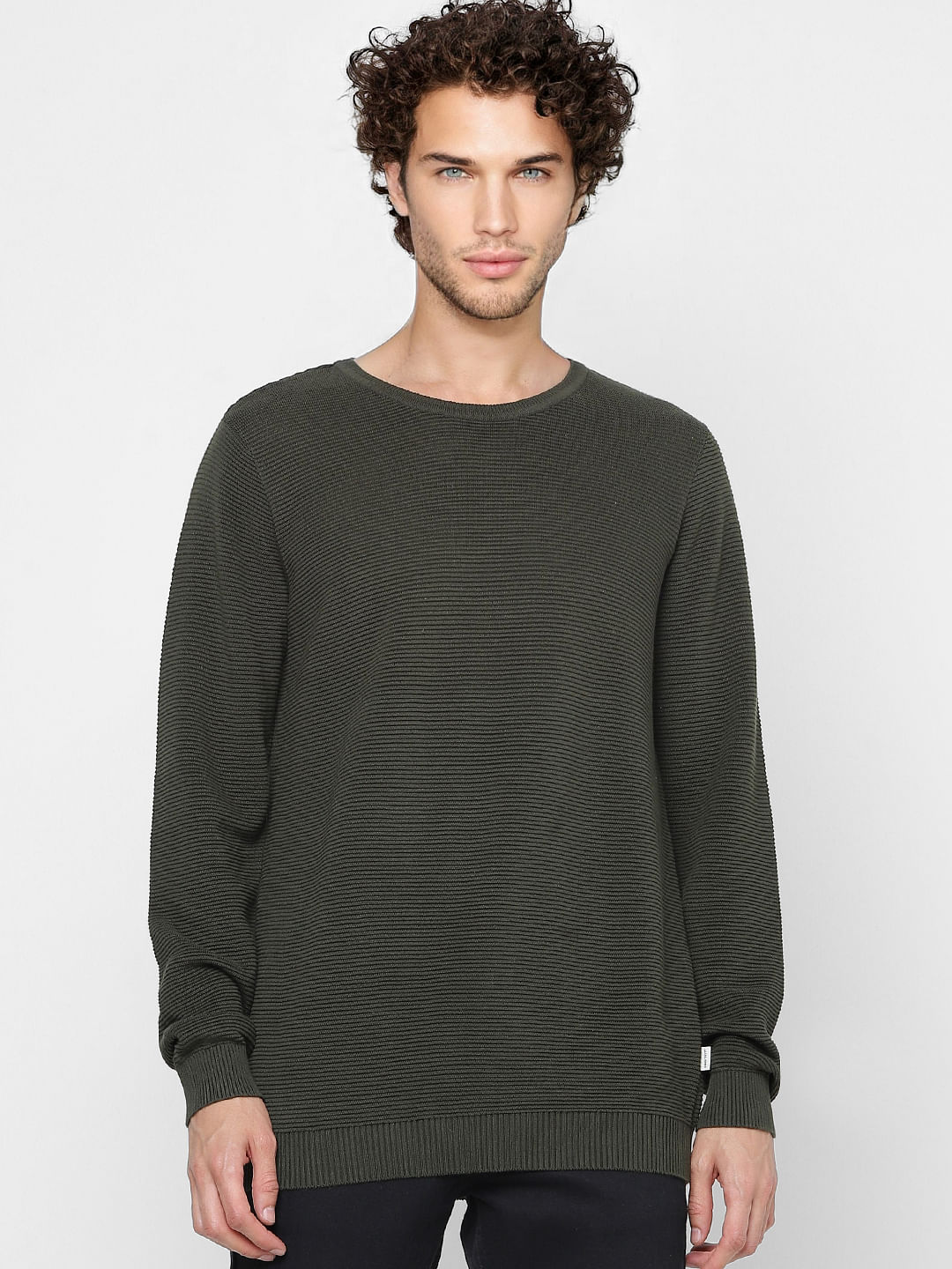 Green Self Design Knit Pullover