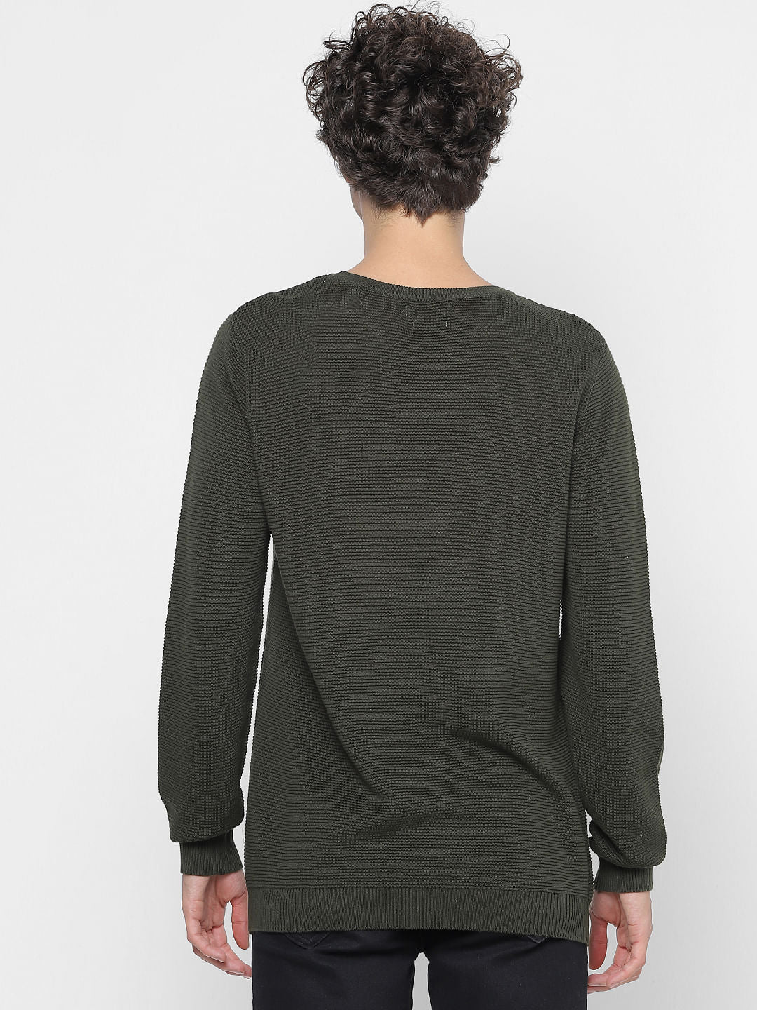 Green Self Design Knit Pullover