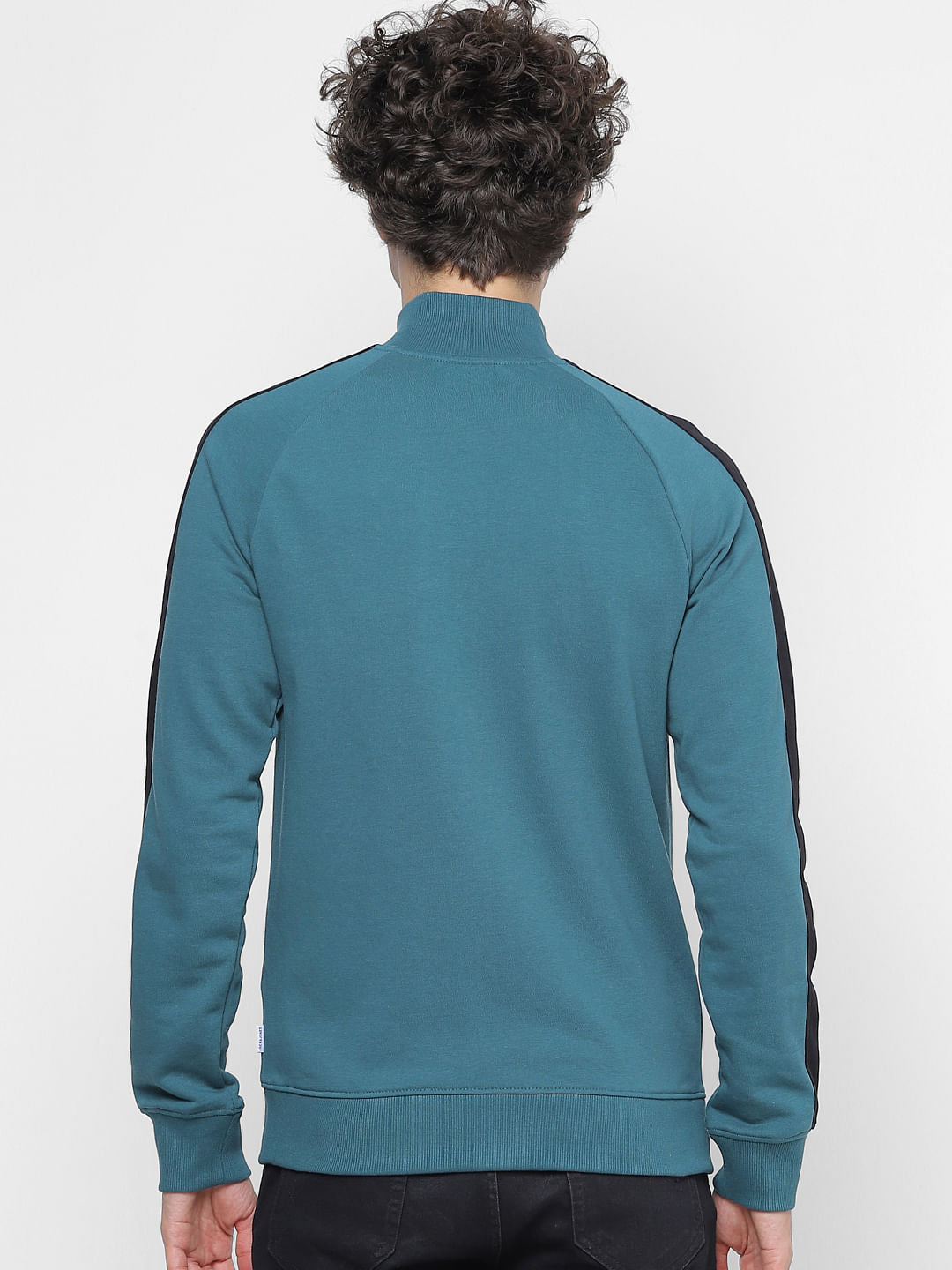 Green Colourblocked Zip Up Sweatshirt