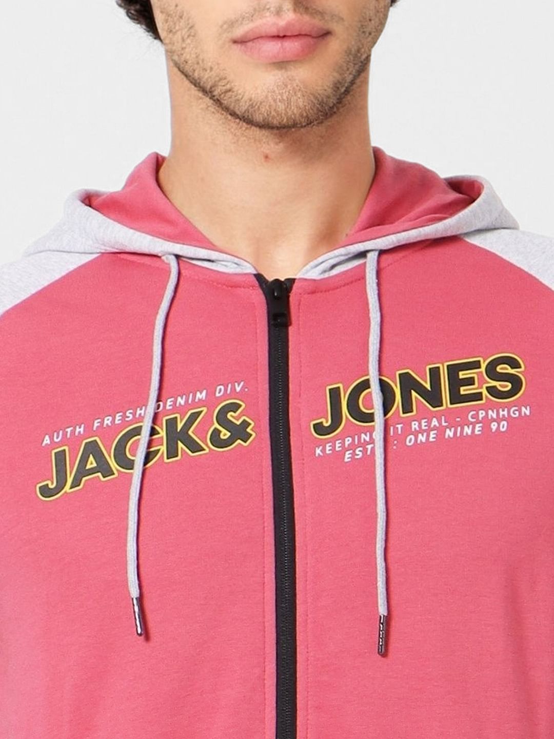 Pink Colourblocked Logo Print Hoodie