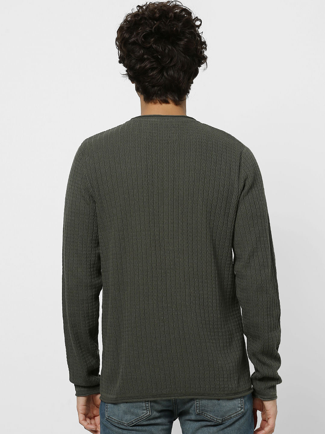 Dark Grey Textured Knit Pullover