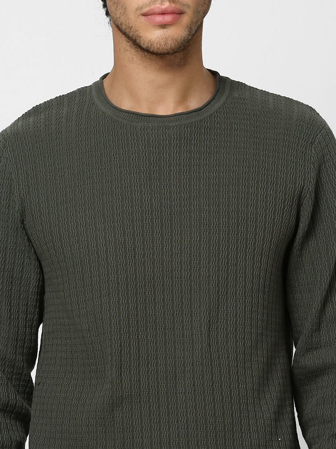 Dark Grey Textured Knit Pullover
