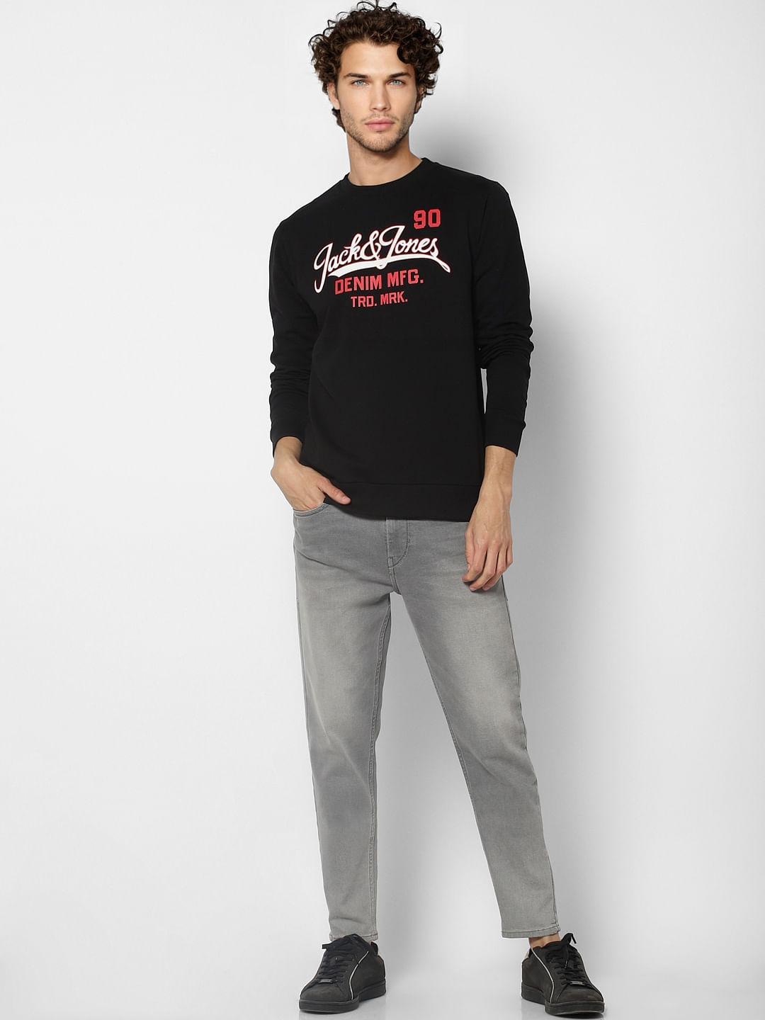 Black Logo Print Sweatshirt - S