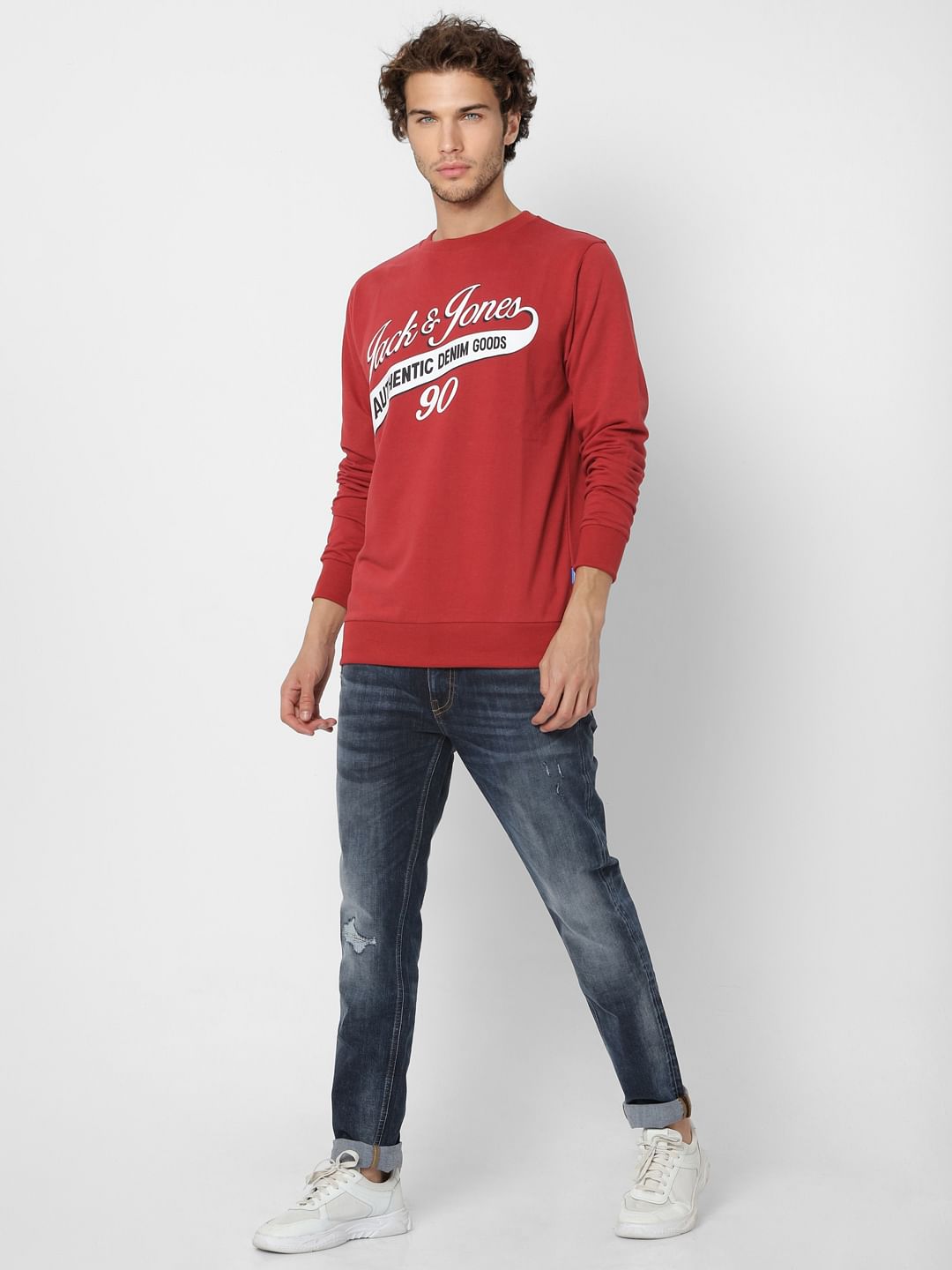 Red Logo Print Sweatshirt - S