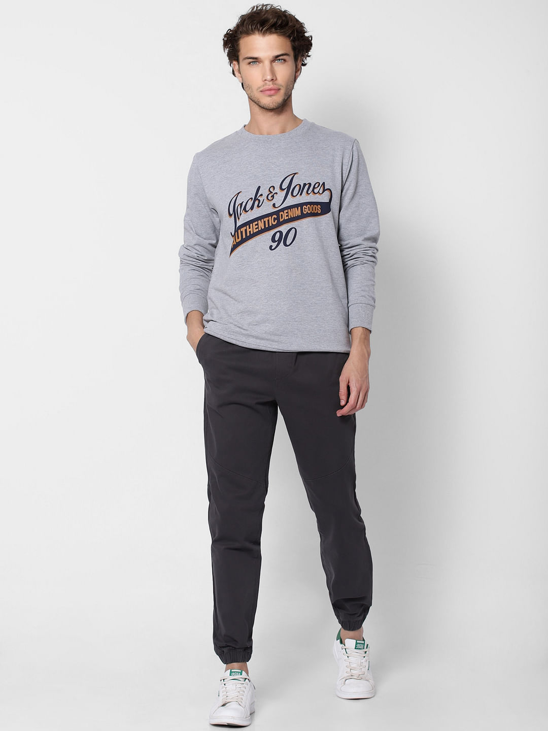 Grey Logo Print Sweatshirt - S