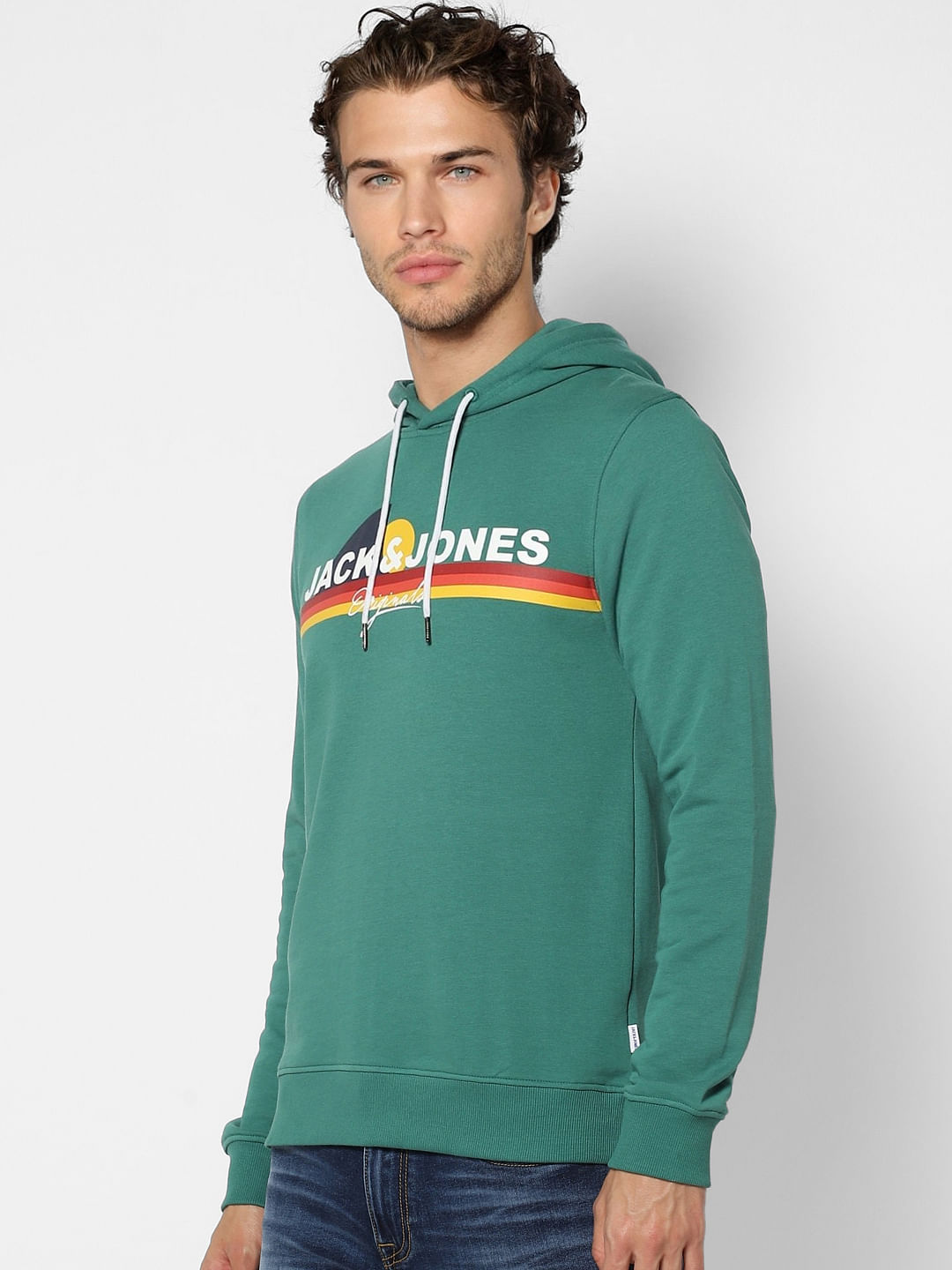 Green Logo Print Hooded Sweatshirt