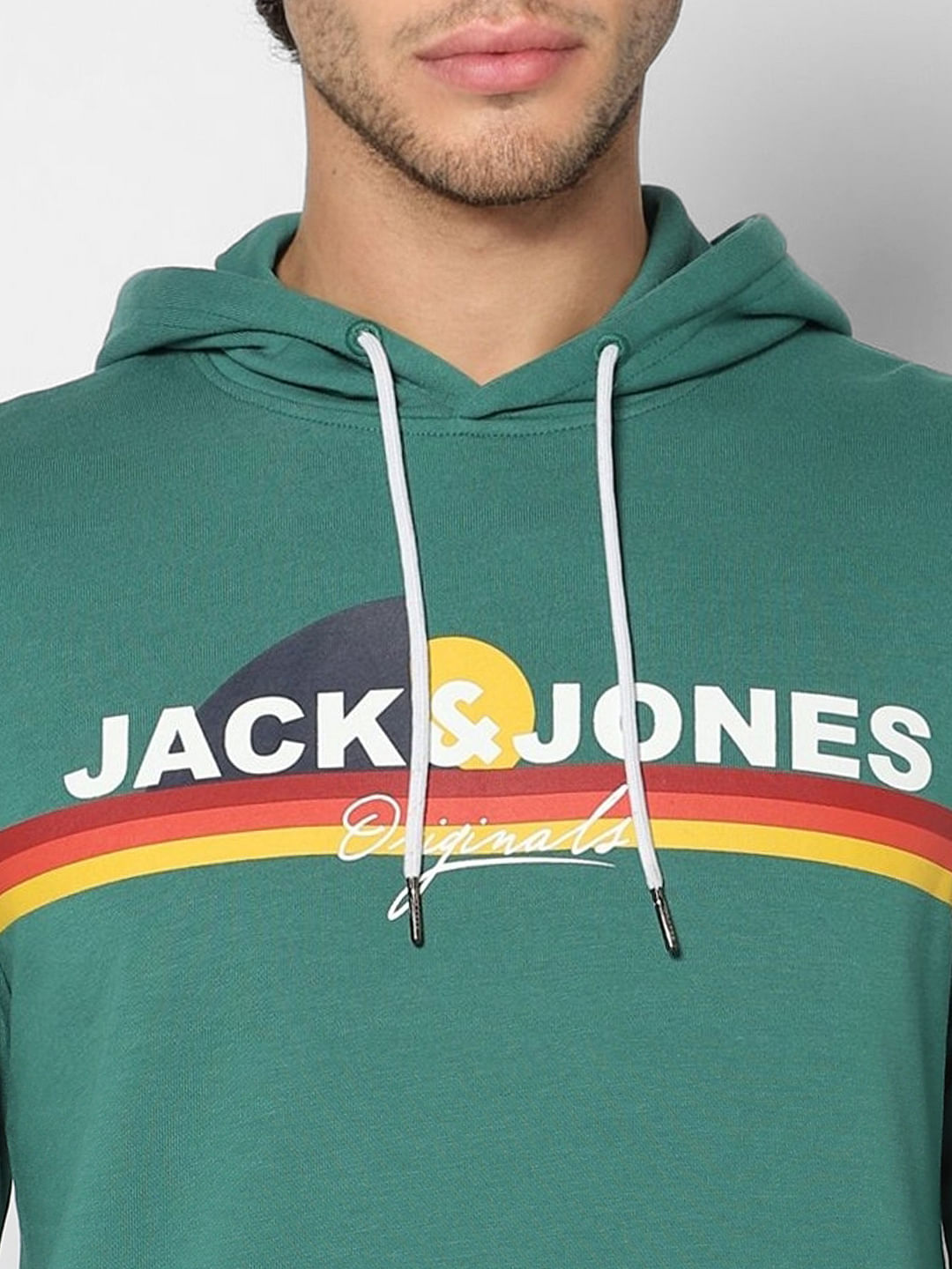 Green Logo Print Hooded Sweatshirt
