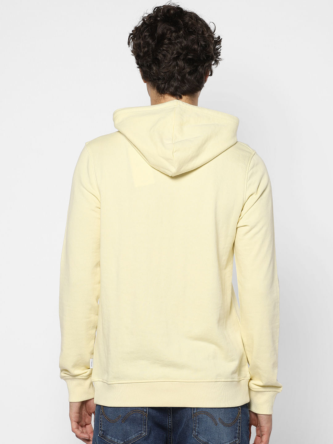 Yellow Logo Print Hooded Sweatshirt