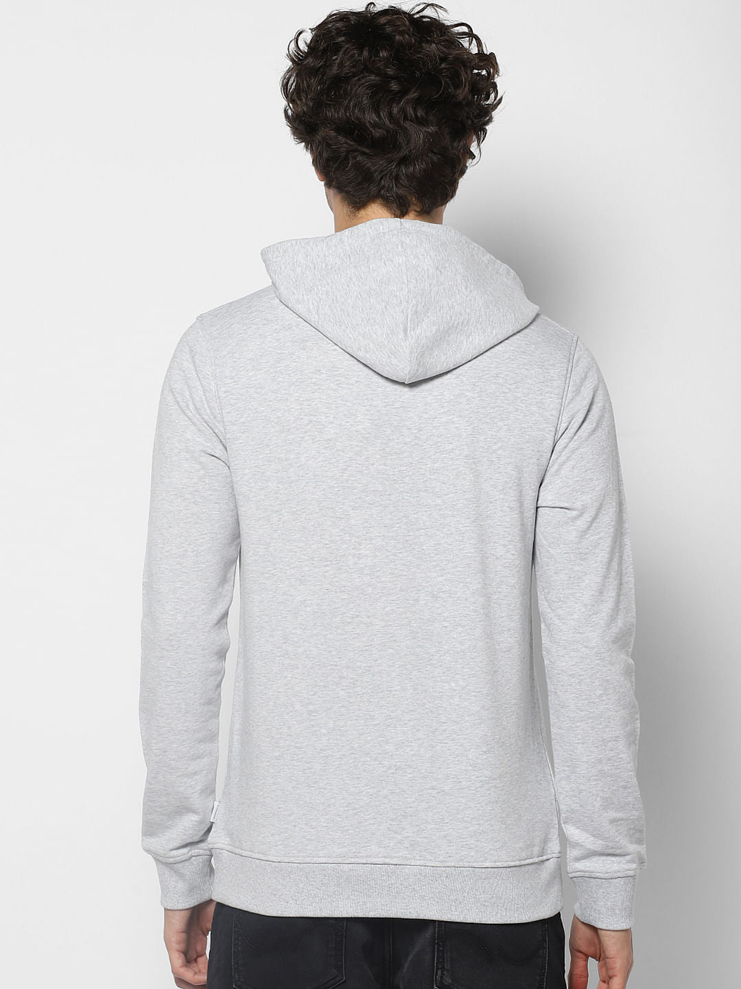 Grey Logo Print Hooded Sweatshirt