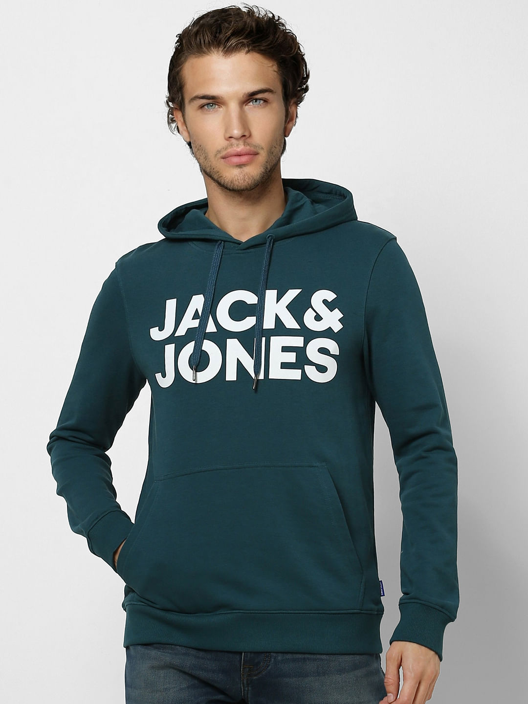 Green Hooded Logo Print Sweatshirt