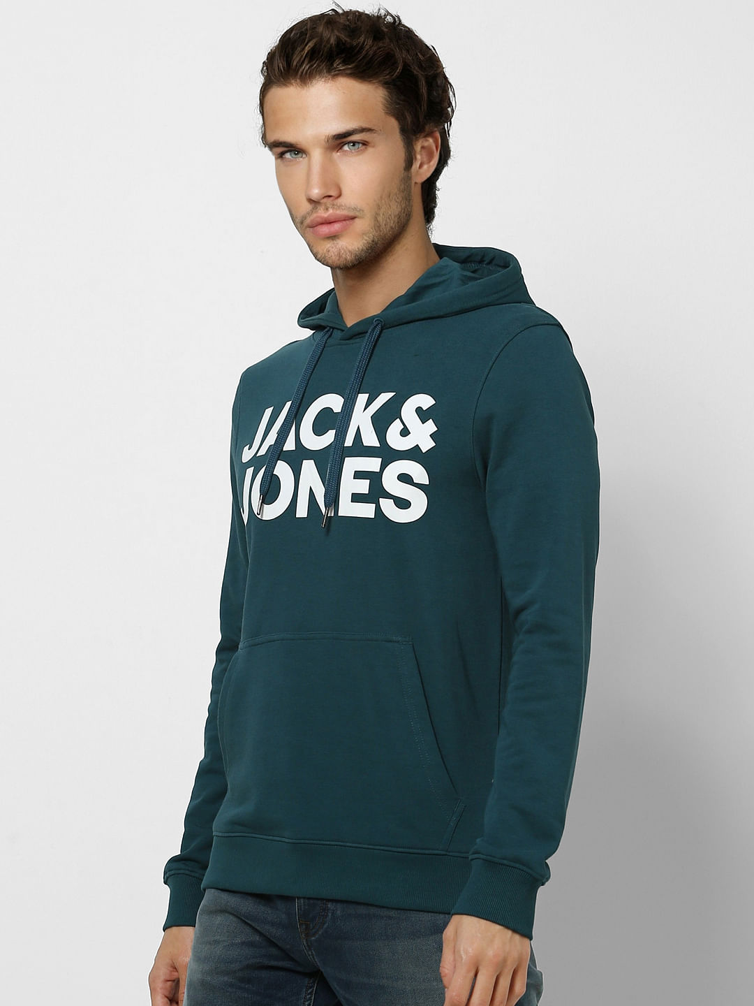 Green Hooded Logo Print Sweatshirt