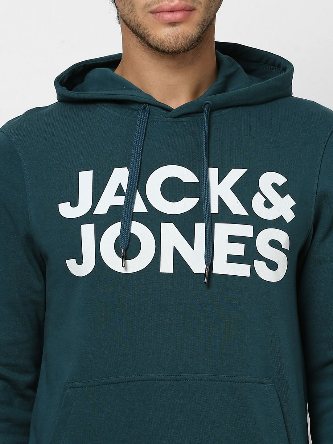 Green Hooded Logo Print Sweatshirt