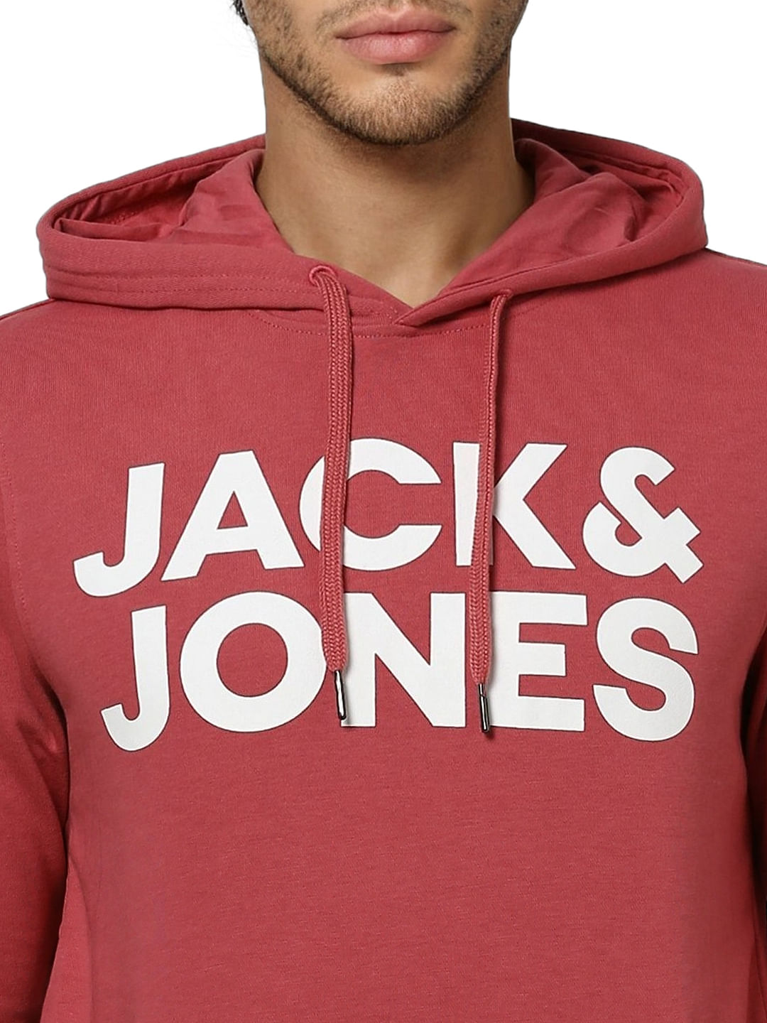 Red Logo Print Hooded Sweatshirt