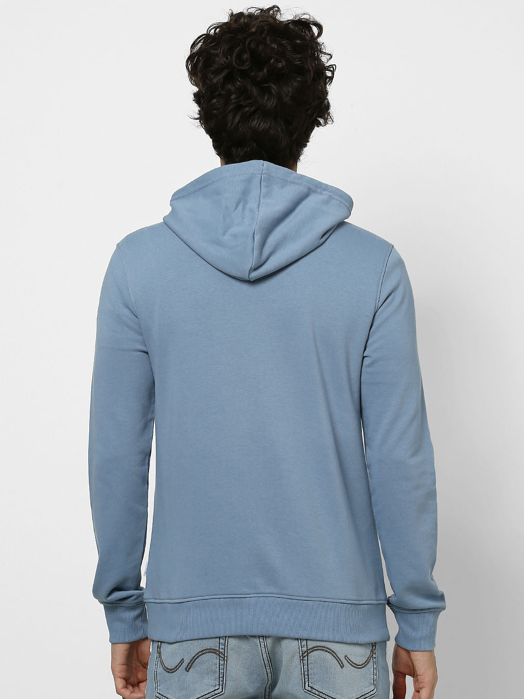 Blue Logo Print Hooded Sweatshirt