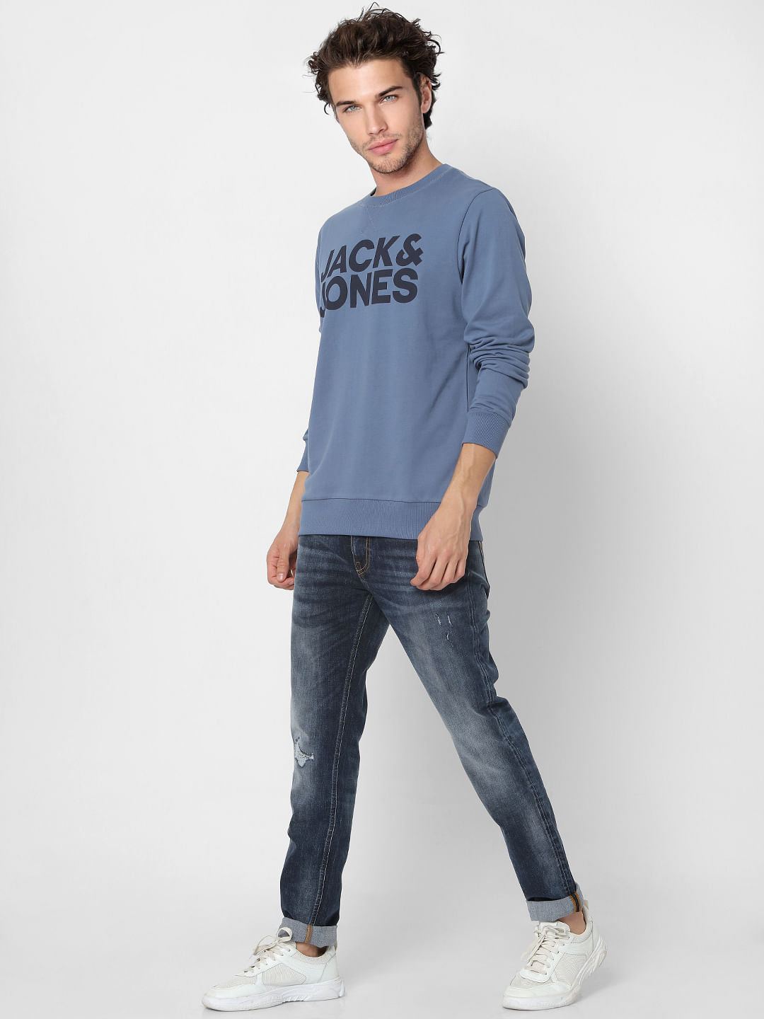 Blue Logo Print Sweatshirt - S