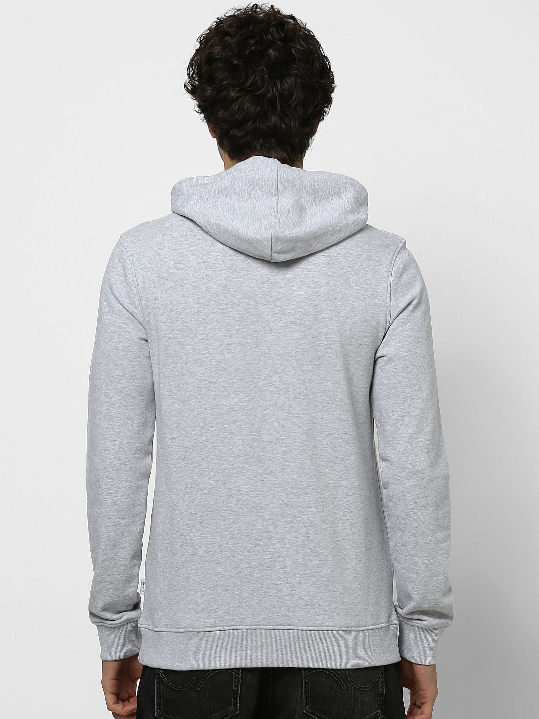 Grey Logo Print Hooded Sweatshirt