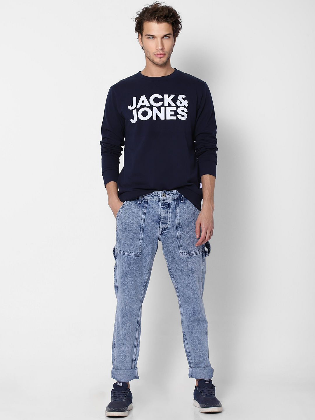 Blue Logo Print Sweatshirt - S