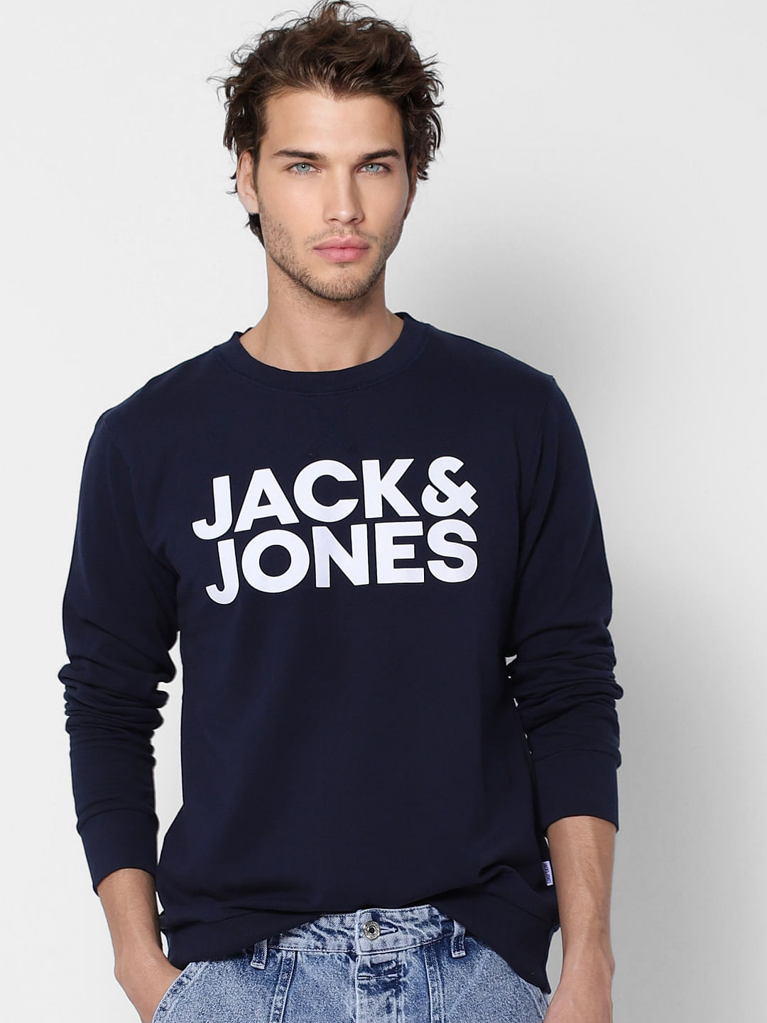Blue Logo Print Sweatshirt