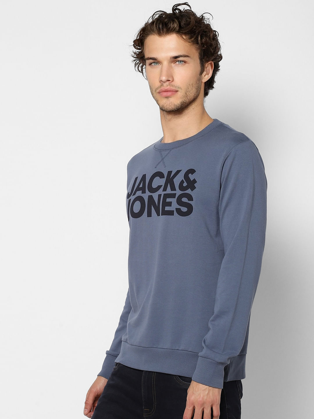 Blue Logo Print Sweatshirt