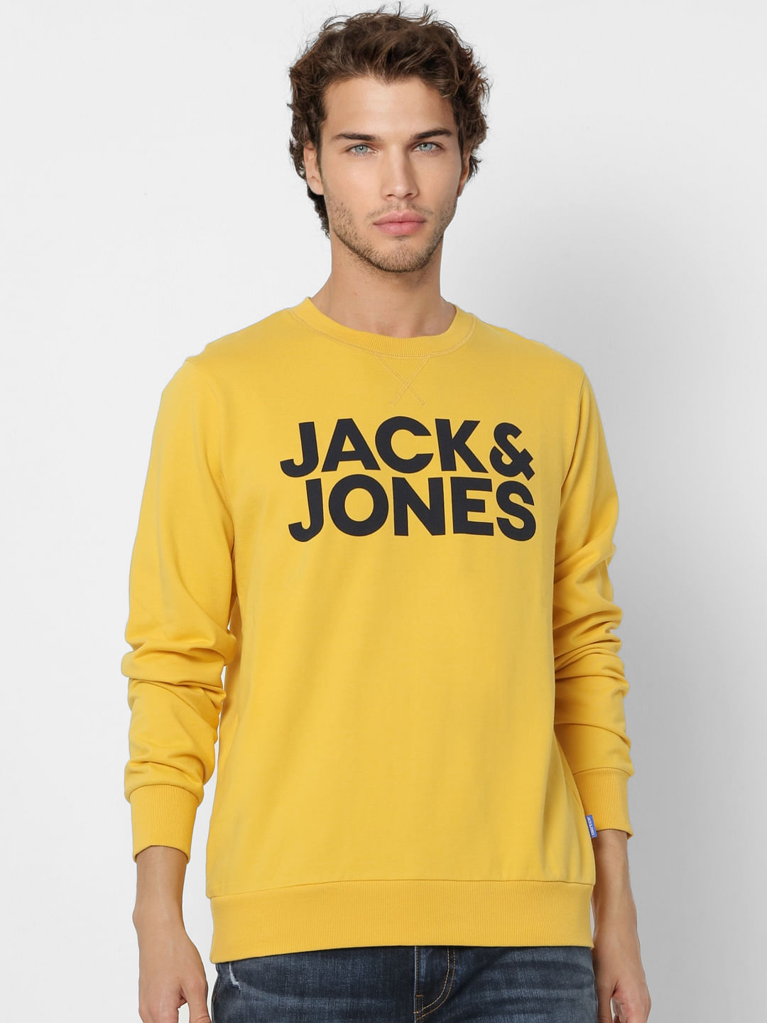 Yellow Logo Print Sweatshirt
